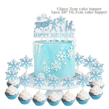 Happy Birthday Party Tortu Dekorácie, Snowflake Mulčovače, Happy Birthday Cake Vložiť