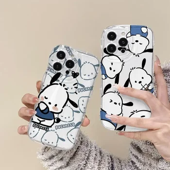 Sanrio pochacco šteňa Bubble Tea transparentné Telefón puzdro Pre iPhone 15 14 13 12 11 Pro Max Xr 7 8 14 Plus prípade roztomilý kreslený Kryt