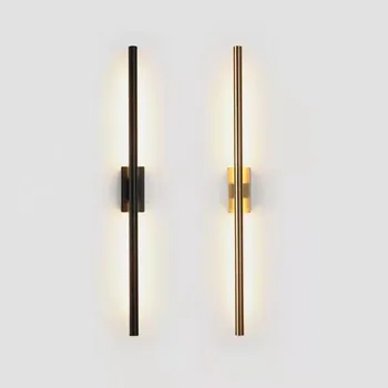 Moderné, jednoduché lineárne trubice LED nástenné svietidlo až pozadí protiľahlej stene svetlo LED nočné foyer koridoru čierne zlato LED sconce