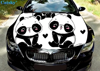 Panda, panda, auto nálepky, panda nálepky,Auto Podlahové Rohože,Auta, kapota zábal lev otlačkom, kapoty vinylové nálepky, farebný grafický odtlačkový