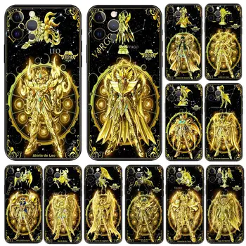 cartoon saint seiya zlato svätých karty telefónu puzdro pre iphone 14 2020se 6 7 8 plus x 10 XR XS 11 12 13 mini pro MAX black tpu späť