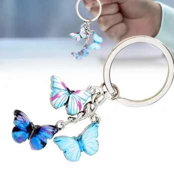 Nové Farebné Smalt Motýľ Keychain Hmyzu Kľúča Vozidla Ženy Taška na Príslušenstvo Šperky, Darčeky Lano s karabínou na Kľúče Keychain Roztomilý