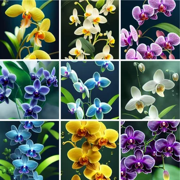 5D Diy Diamond Maľovanie Orchidea, Kvety Plné Kamienkami Výšivky Mozaikové Umenie Cross Stitch Súpravy Domova Nových Prírastkov 2023