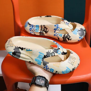 Mens 5CM Hrubé Platformu List Domáce Papuče 2023 Ženy Tkaných Mäkké Textilných Vnútorné Listy Unisex Letné Sandále Non-slip Flip Flops