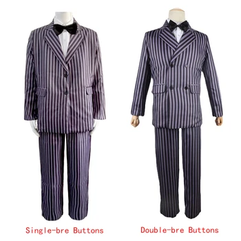Streda Addams Kostým Dlhý Rukáv pánske Oblek Strany Jednotné Gomez Cosplay Oblečenie Rodiny Plesy Halloween Otec kostýmy COS