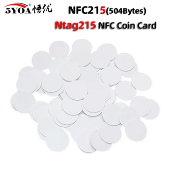 50/30pcs NFC Ntag215 Mince TAG Key 13.56 MHz NTAG 215 Karta Štítok RFID Ultralight Menovky, Etikety 25 mm priemer Kola Box