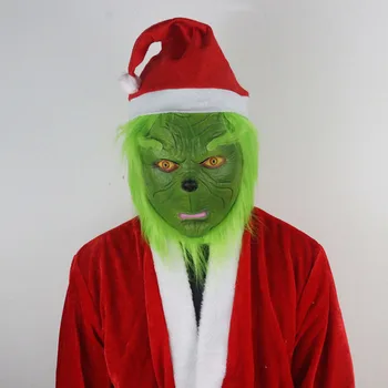Vianočné Zlodej Zelené Monštrum Latex Maska Halloween Horror Maska Party Klobúk Maškaráda Strany Vtipné Kostýmy, Rekvizity Pokrývky Hlavy