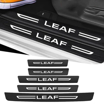 Carbon Fiber Dvere Auta Pedál Pásy pre Nissan Leaf Logo Auto Prah Dverí Parapet Ochranný Zadný Kufor Nárazníka Stráže Nálepky