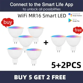 Tuya 5W Spotlighting Farby Smart Home WiFi MR16 Smart LED Žiarovka 12V RGBCW Stmievateľné Lampa Hlasové Ovládanie Siri