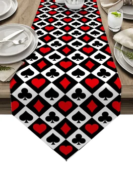 Poker Štvorcov, Srdcia, Piky Koberčeky Textúra Stôl Runner Svadobné Party Obrus Kávy Jedálenský Stôl Dekorácie Stôl Runner