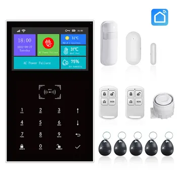 Všetky Touch USB Obrazovke Wireless WIFI GSM RFID Karty Poplach pri Vlámaniu Systém Smart Home Security DIY Alarm APLIKÁCIE Smart Život Ovládanie Hlasom