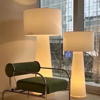 Nordic Minimalistický Wabi Sabi Krém Štýl Textílie Led Poschodí Lampa Obývacia Izba, Spálňa Domova Gauč Rohu Stojí Tabuľka Svetlo