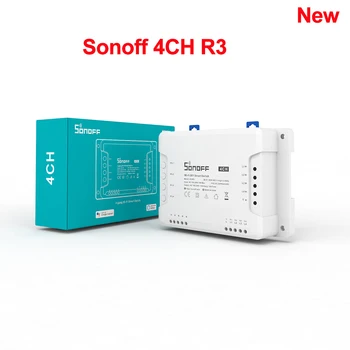 Sonoff 4CH R3, Smart Home Automation Modul na Din lištu Montáž Bezdrôtového WiFi Diaľkové Ovládanie Smart Switch Pracovať s Alexa Google