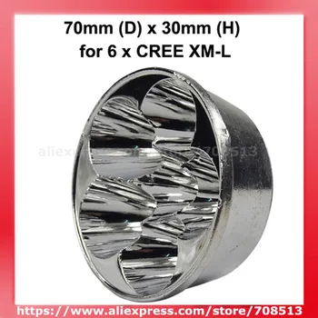 70 mm(D) x 30 mm(H) SMO Hliníkový Reflektor pre 6 x Cree XML
