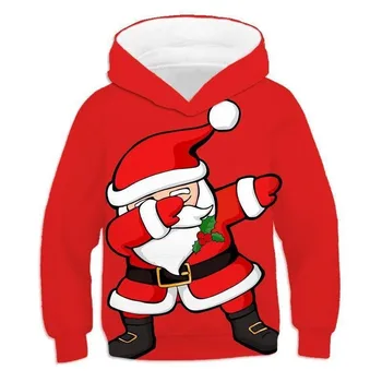 Veselé Vianoce Deti Mikina 3D Santa Claus Tlač Hoodies Chlapci Vianoce Cartoon Kapucňou Módne Topy Pulóvre Bežné Coats 3-12 Y