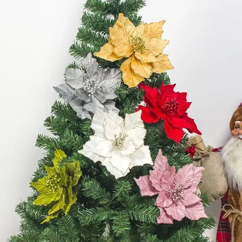 Vianočné Dekorácie Položky Vianočné Simulácia Kvet Stamen Listy, Kvet Vianočný Stromček Prášok Odrezkov Dekorácie